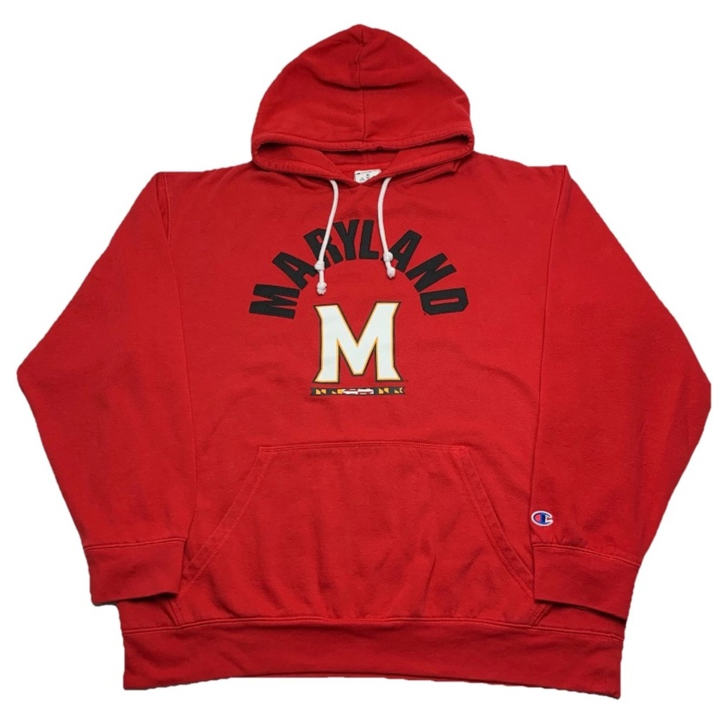 Maryland Terps Hoodie Red Terrapins Champion College Sweatshirt Adult Size XL